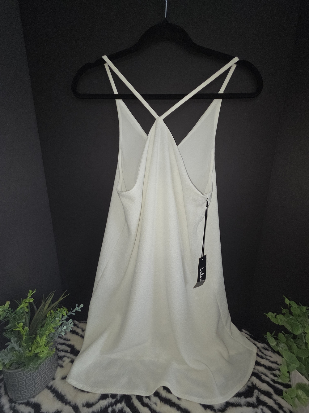 NEW Lulu's Cream V-Back Halter Neck Mini Dress